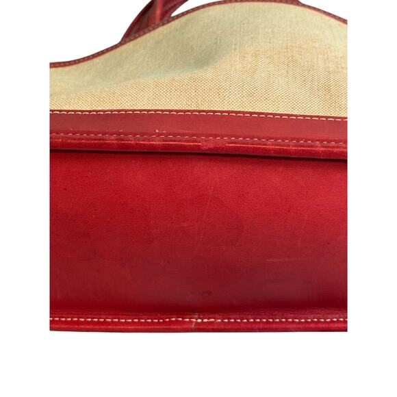 Coach 6121 Bleecker Satchel Linen Canvas & Red Leather Tote Bag*Vintage 1999 - Picture 5 of 16